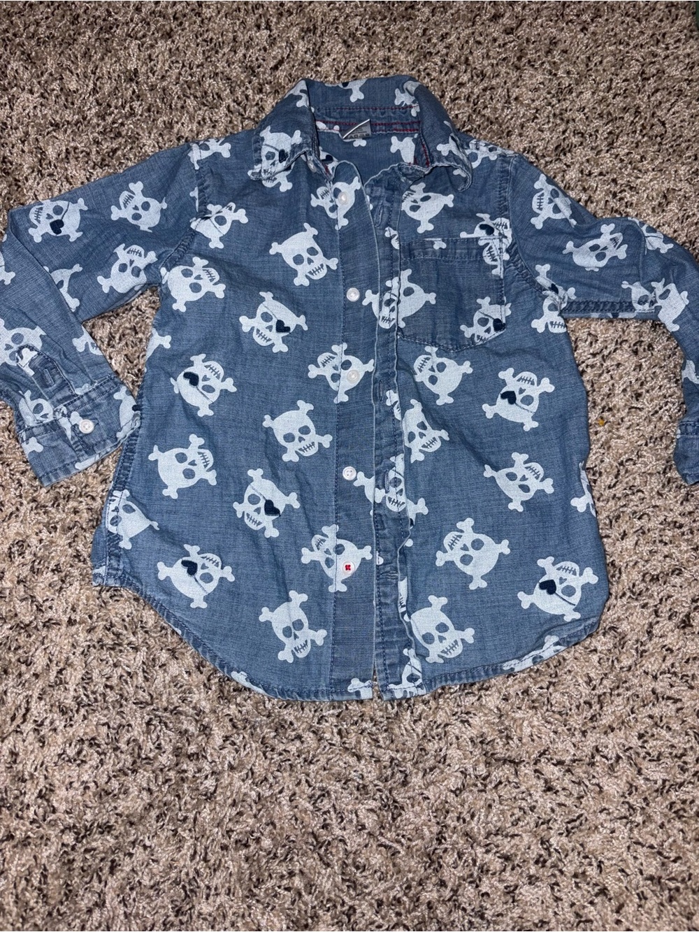 Gymboree Blue Skull-Print Button Down Shirt